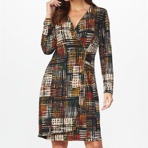 Connected Apparel Hardware Trim Surplice Dress